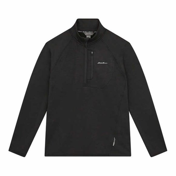 Black NWT Eddie Bauer Men’s Quarter Zip Grid Fleece - Picture 6 of 6